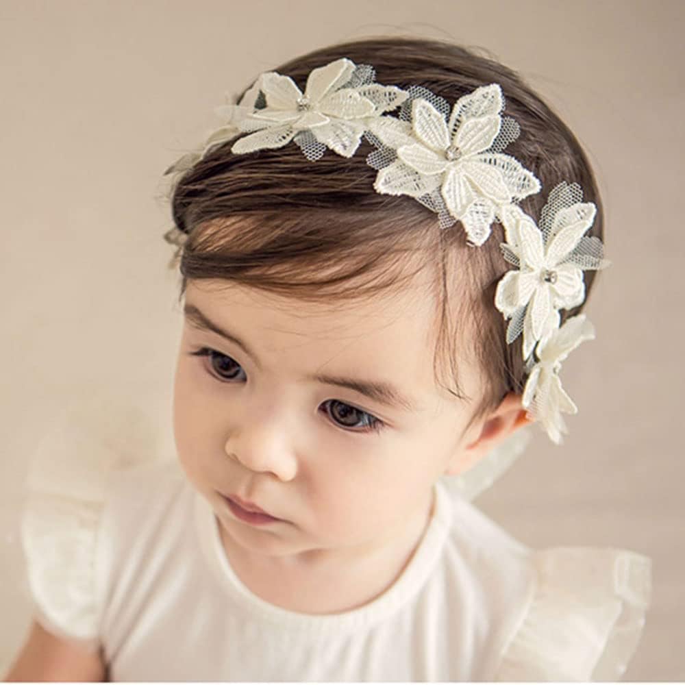 Bébé Filles Mignon Bow-noeud Bandeau de tête Soft Dentelle Bandeau de cheveux floral Nouveau-né Bébé Tout-petits Enfants