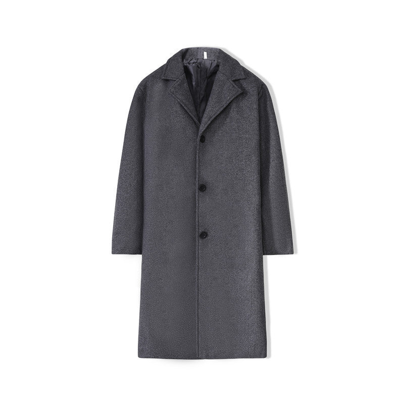 Mens Mi-longueur Loose-fit Solid-colore Trench Coat