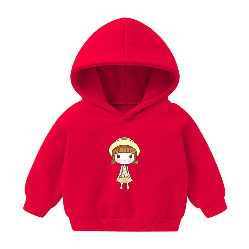 Chandail à capuche pour enfants Chandails doublés d'automne et de caricature d'hiver imprimés à manches longues T