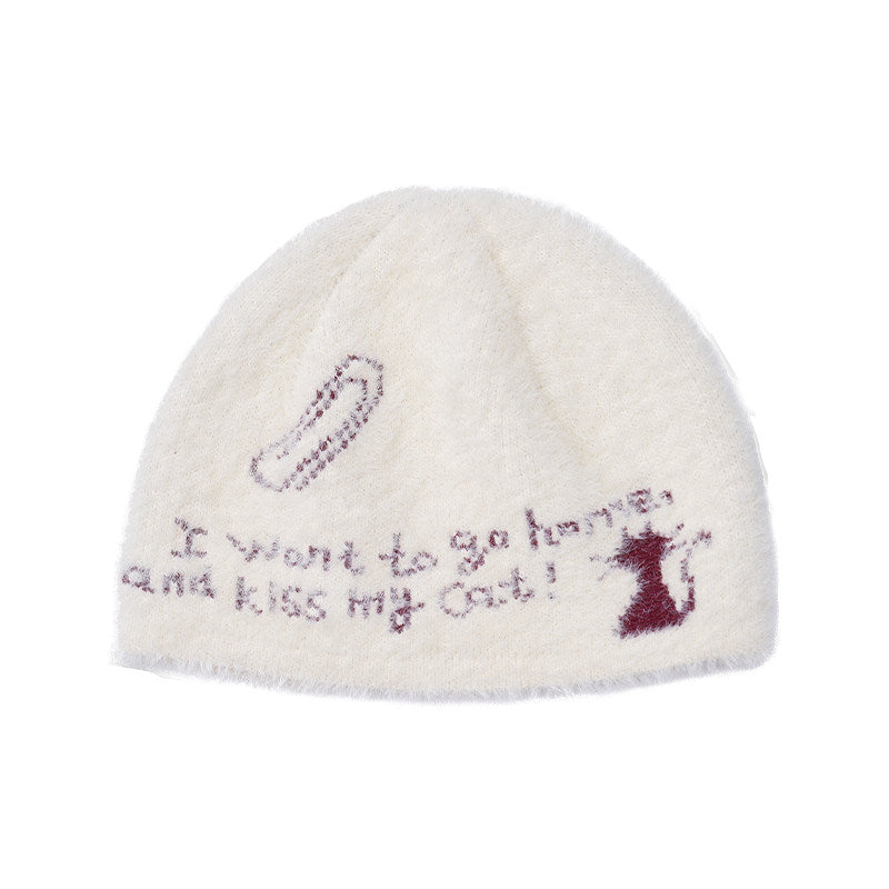 Chapeau à froid tricoté original Polyvalent Chapeau tricoté Niche Face Petite protection de l'oreille Knitted Ha