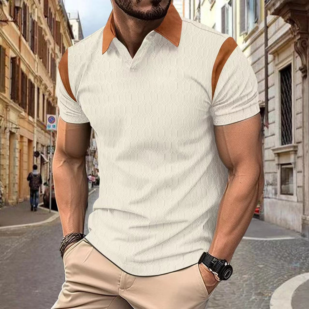 Chemise polo de couleur solide Jacquard pour homme