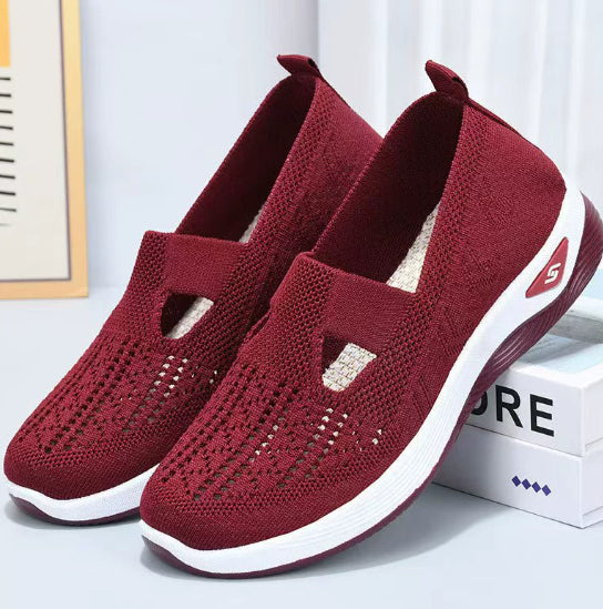 Vieux Beijing Cloth Chaussures Femmes Shallow Bouche Mesh Respirant Non-dérapant Soft Bottom Slip-on