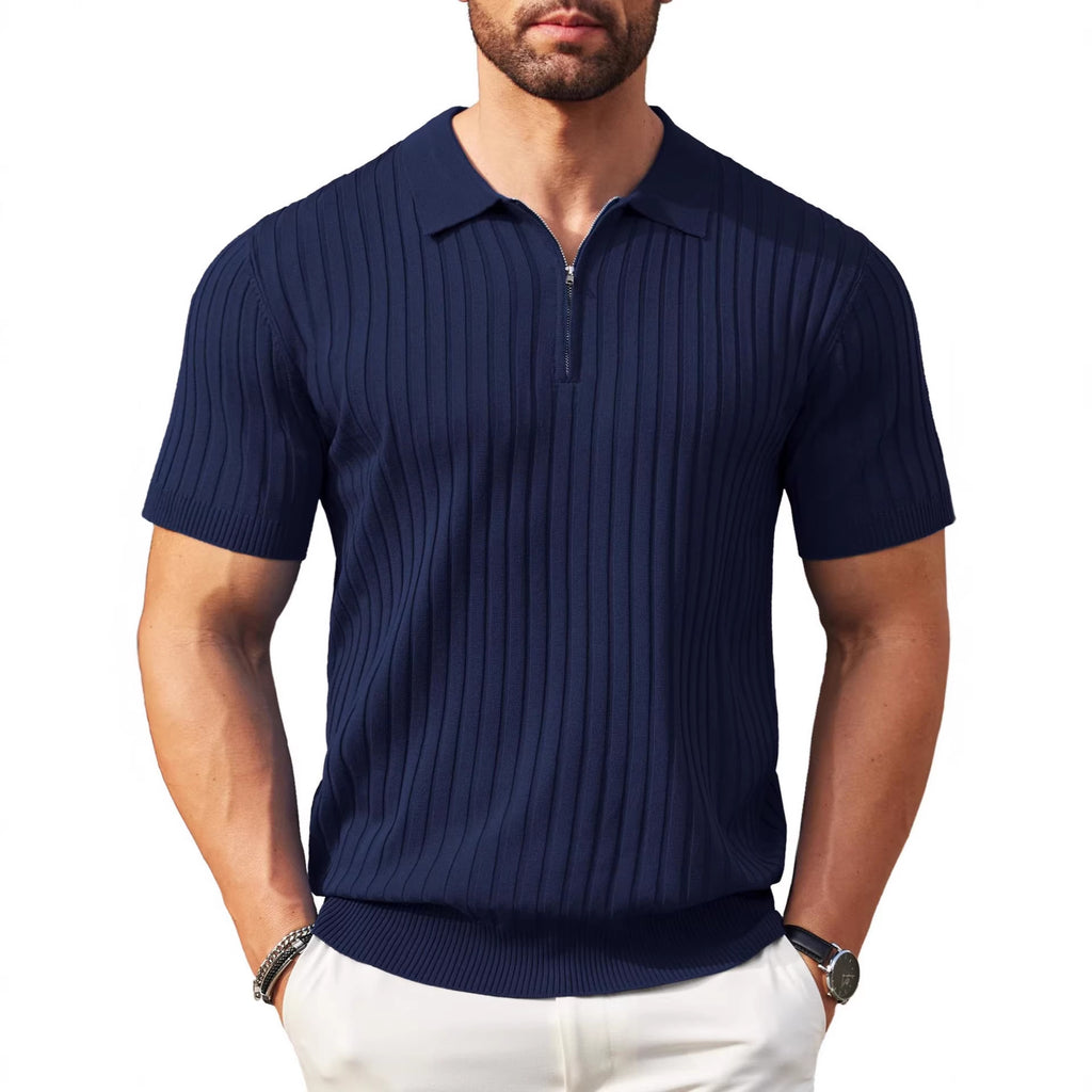 Hommes Zip-Up manches courtes Polo T-Shirt T-Shirt mode de golf casual