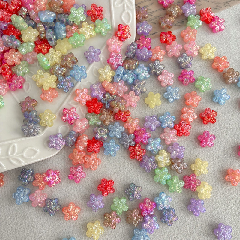 10mm couleur mixte perles de fleurs acryliques cinq-pieds