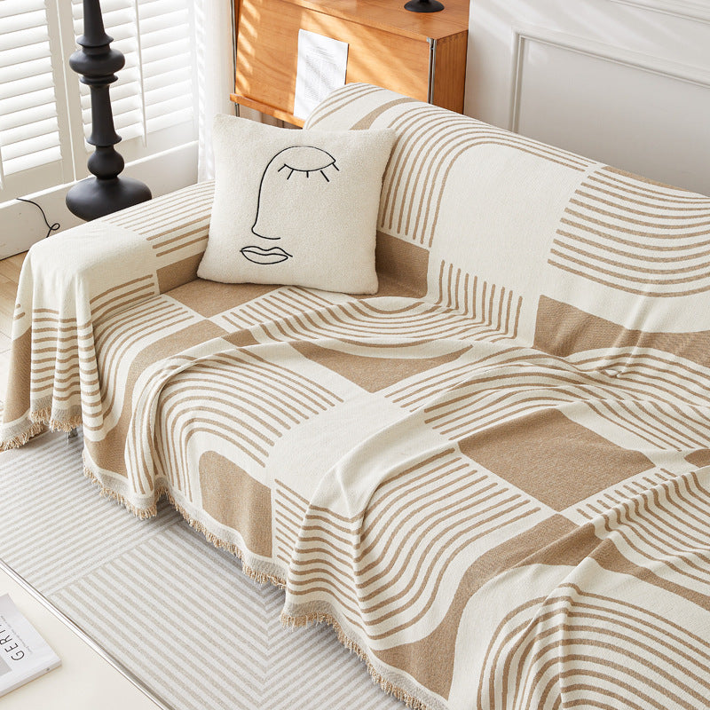 Chenille Housse de canapé Enveloppe complète Design universel minimaliste épais pour toutes les quatre saisons
