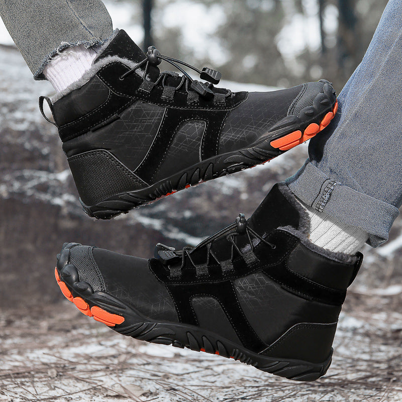 Bottes de neige à cinq doigts, doublées d'eau Chaussure thermique antidérapante en coton