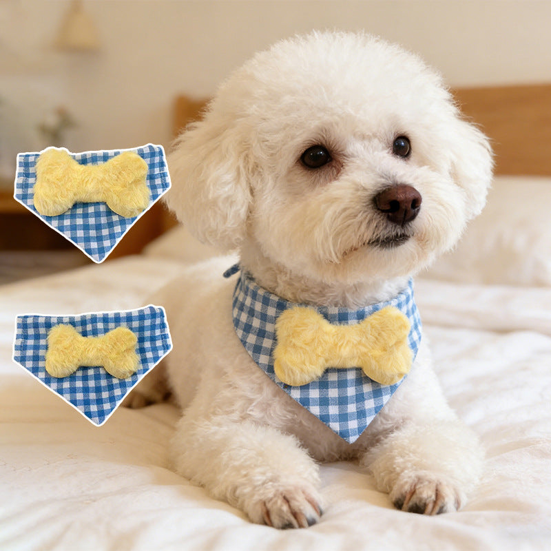 Serviette de salive en peluche en os de chien