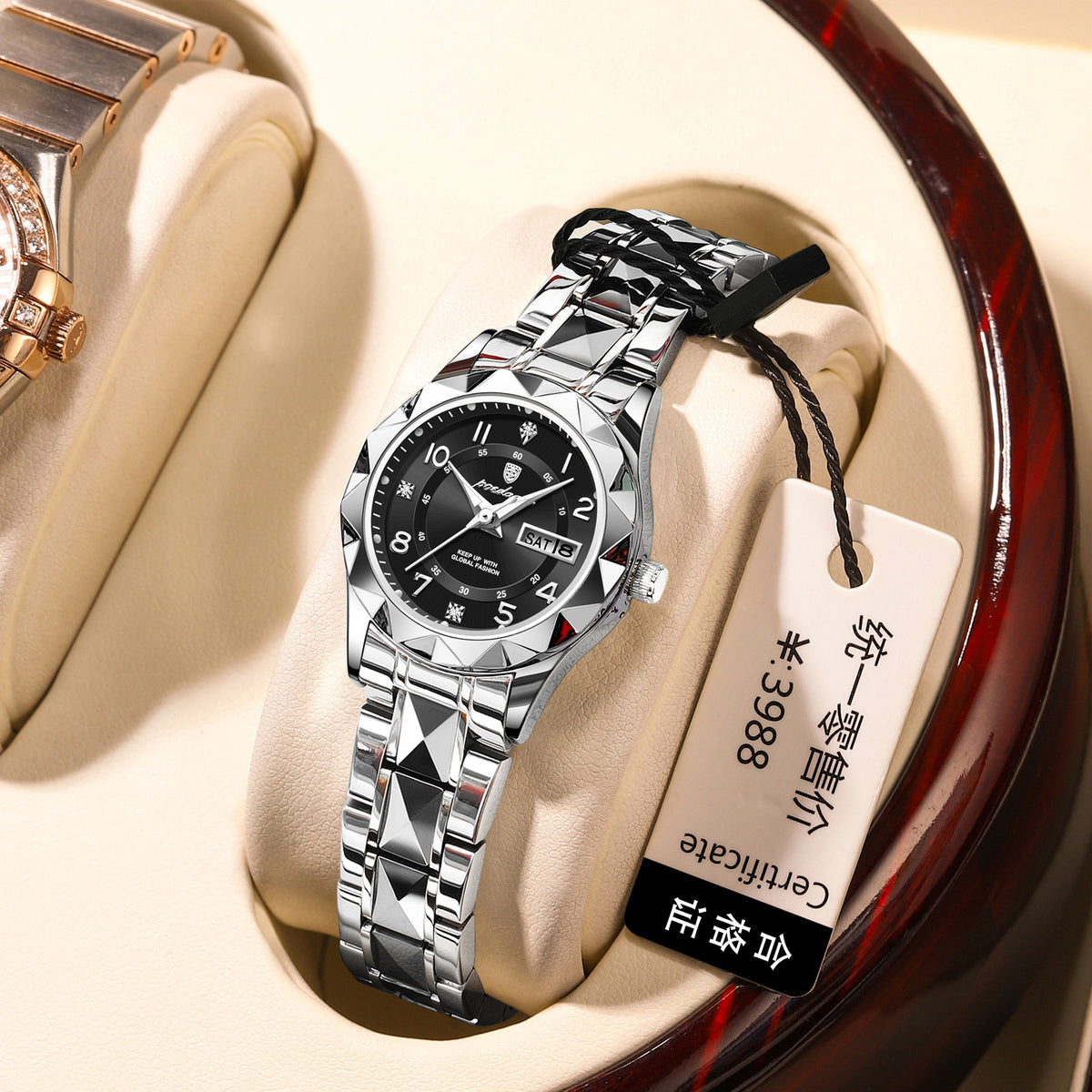 Montre à quartz féminine à double date étanche