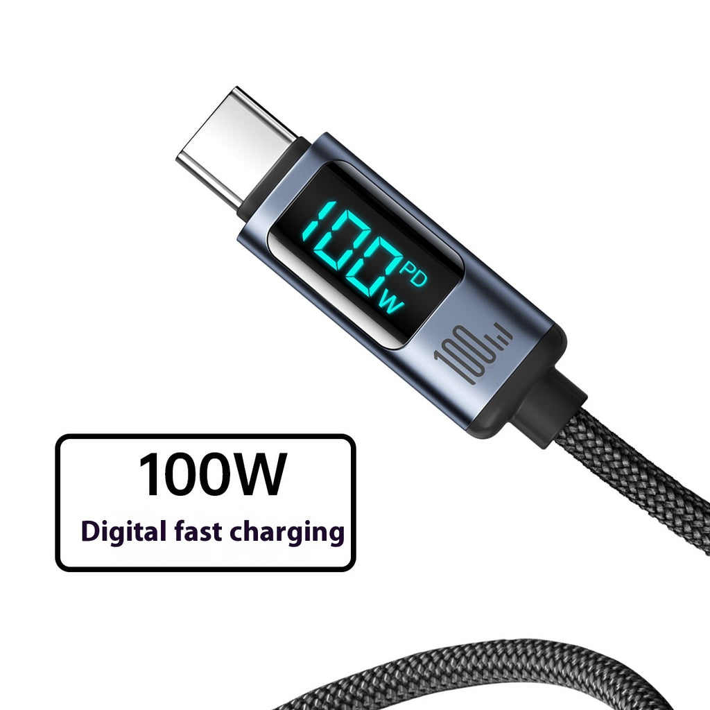 PD20 Charge 66W Fil de tressage Alliage d'aluminium Affichage numérique Données de charge rapide C