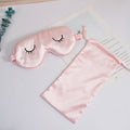 Masque à yeux brodés Masque à yeux ensemble + pocket-pink-imitation soie-1 pièce