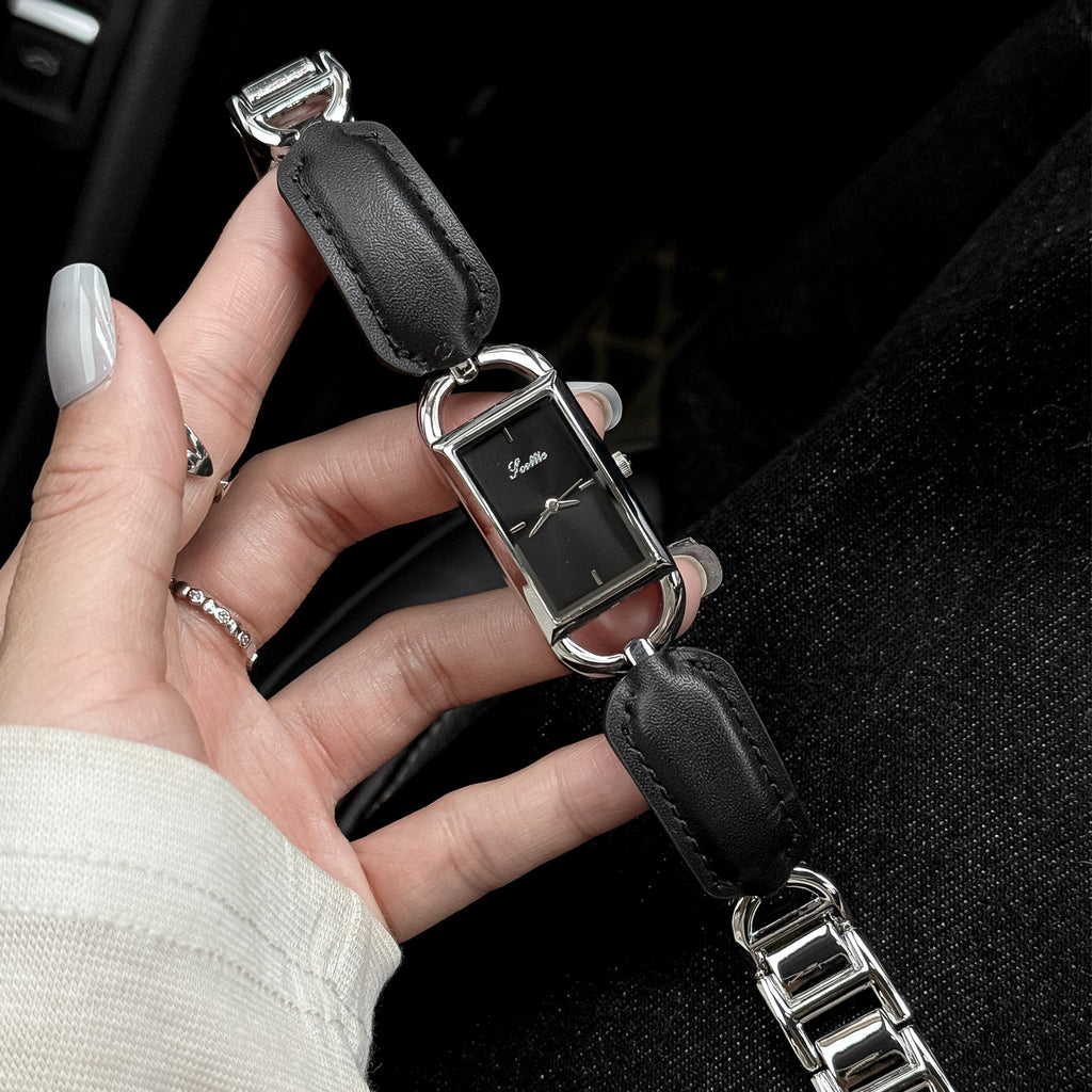 Bracelet en cuir carré montre
