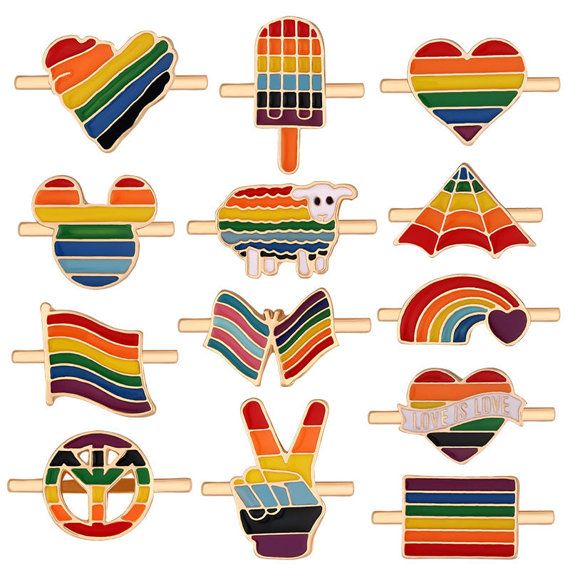 Bande d'horloge murale en métal de l'amour arc-en-ciel
