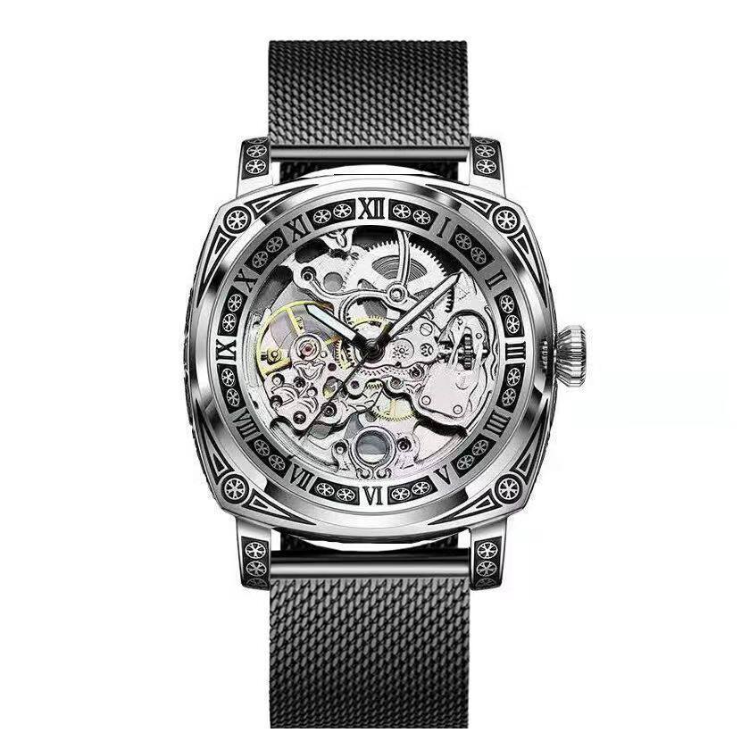 Montre Homme mécanique Hollow de mode vintage sculptée