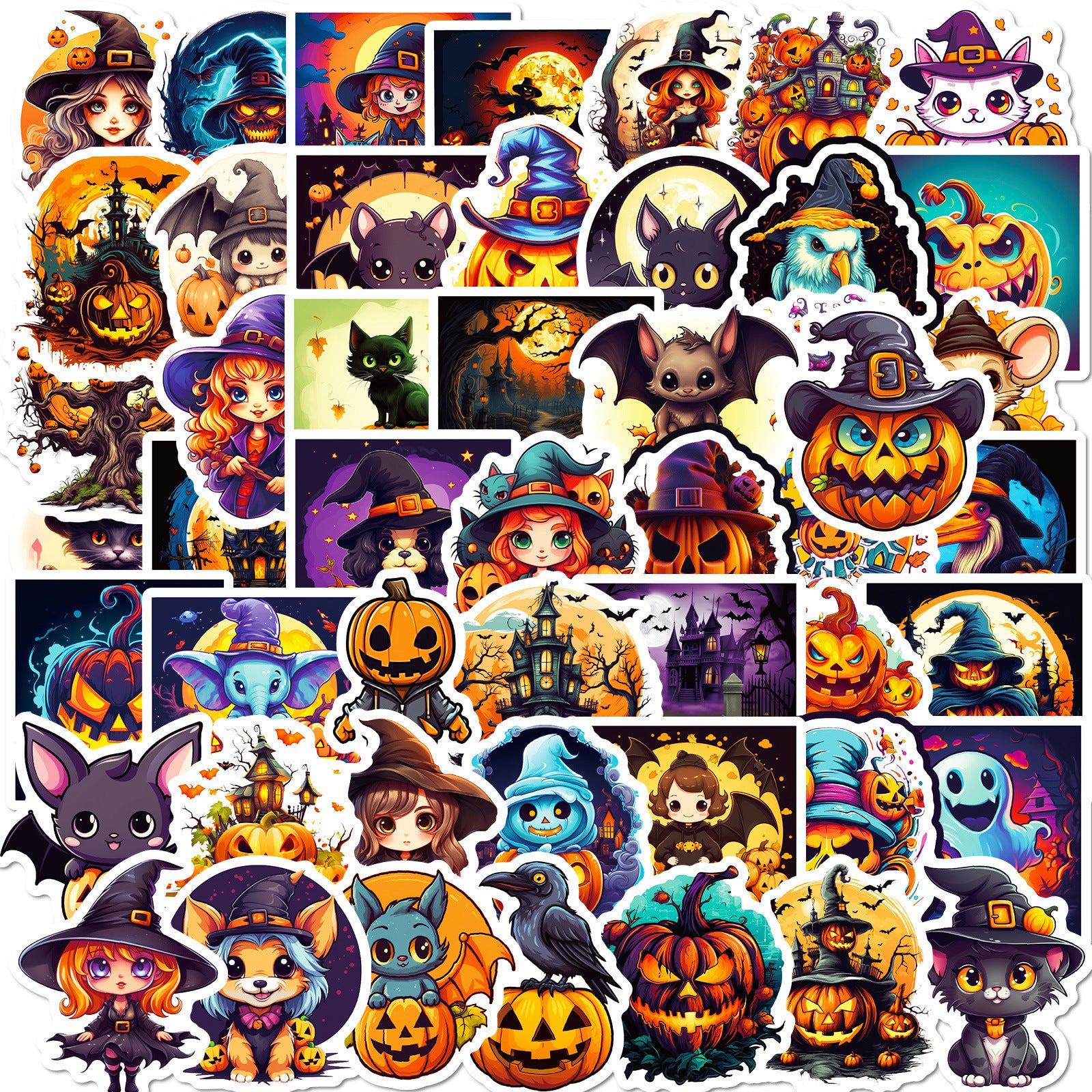 300 Stickers Ghost Graffiti Stickers Soupir de citrouille de dessin animé Halloween Décoration Sticke
