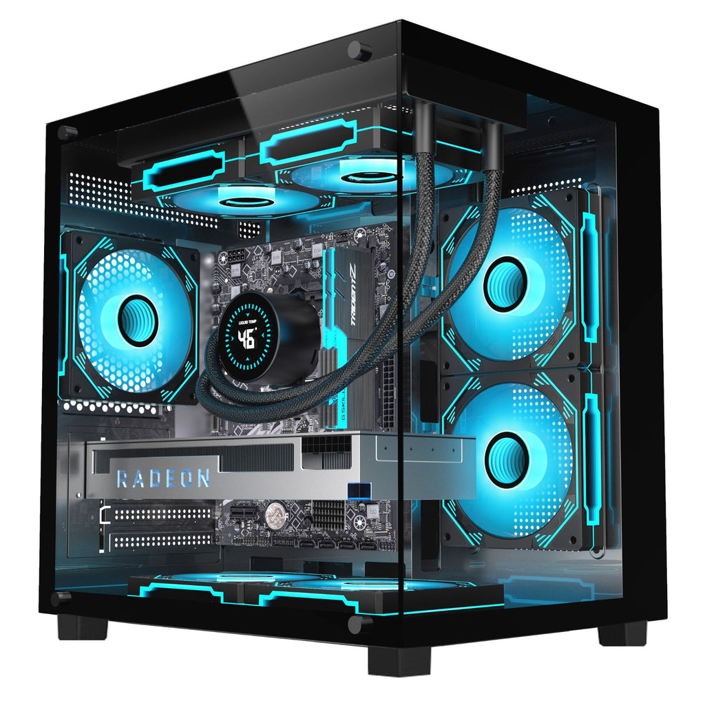 Boîtier informatique verre transparent refroidi par eau blanc