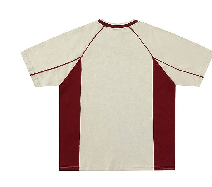 Tee-shirt à manches courtes pour homme de couleur contrastante d'été