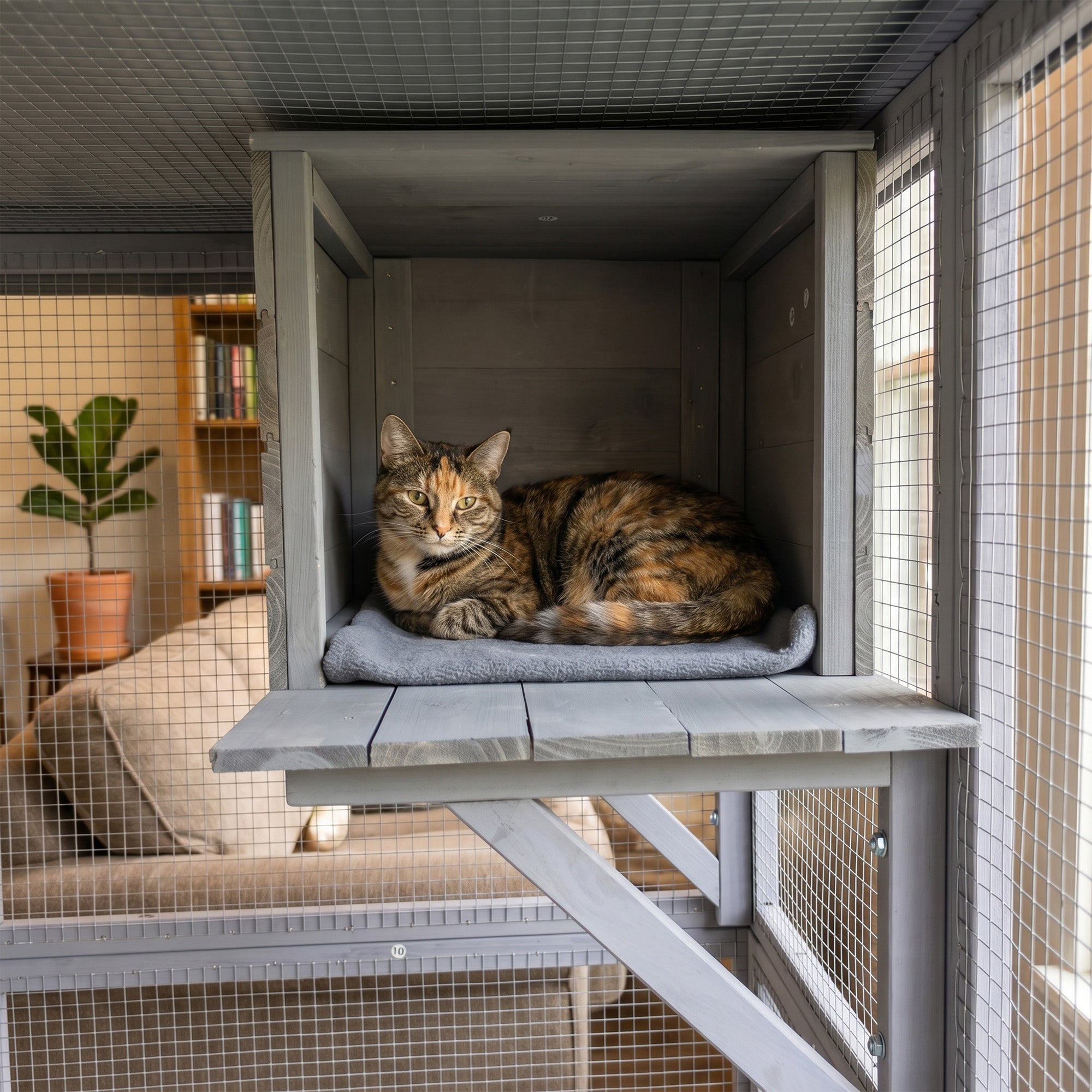 Catio extérieur en bois Boîtier multifonctionnel pour chats