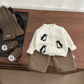 Top brodé en tricot épais pour jeunes enfants
