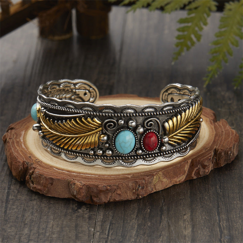 Article de l'Europe et de l'Amérique Navajo-Style Ovale Turquoise Bracelet