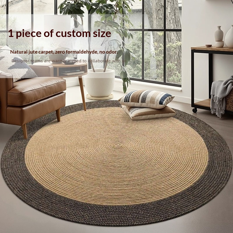 Tapis de salon de jute naturelle rond étage