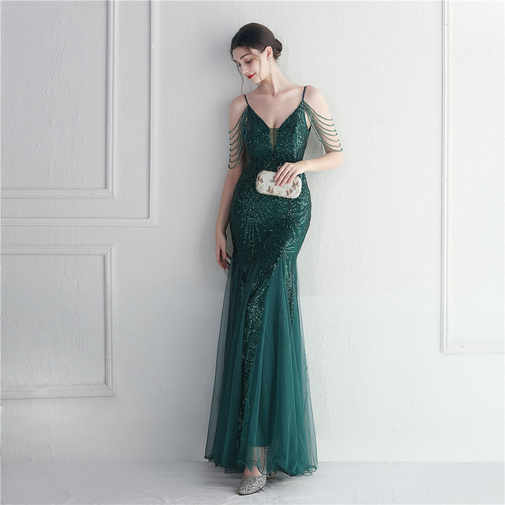 Mesh Perade mariage mariage mariage long camisole soirée Gown