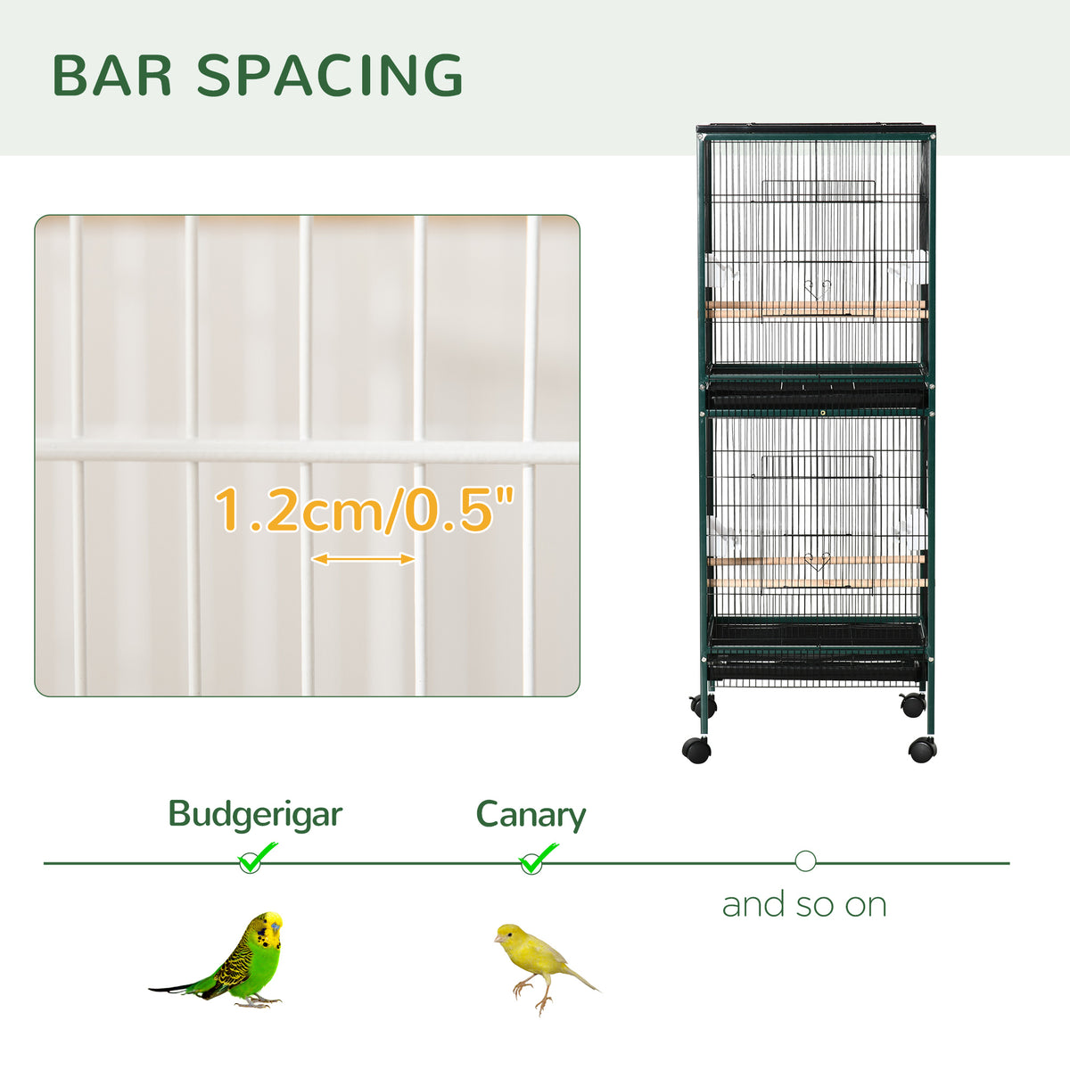 Large bird cage with 1.7 ft. Width for Wingspan
