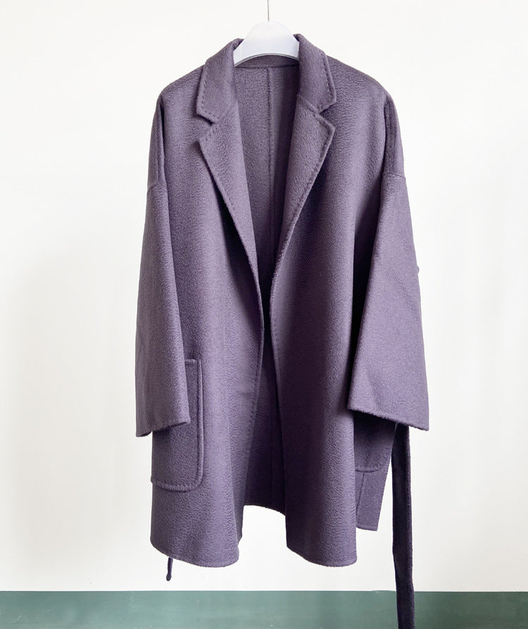 Manteau à double face en laine de longueur moyenne