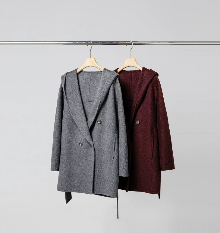 Manteau à capuche surdimensionné col V en cachemire peignoir
