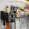 Porte couteaux mural avec range-couverts pour cuisine