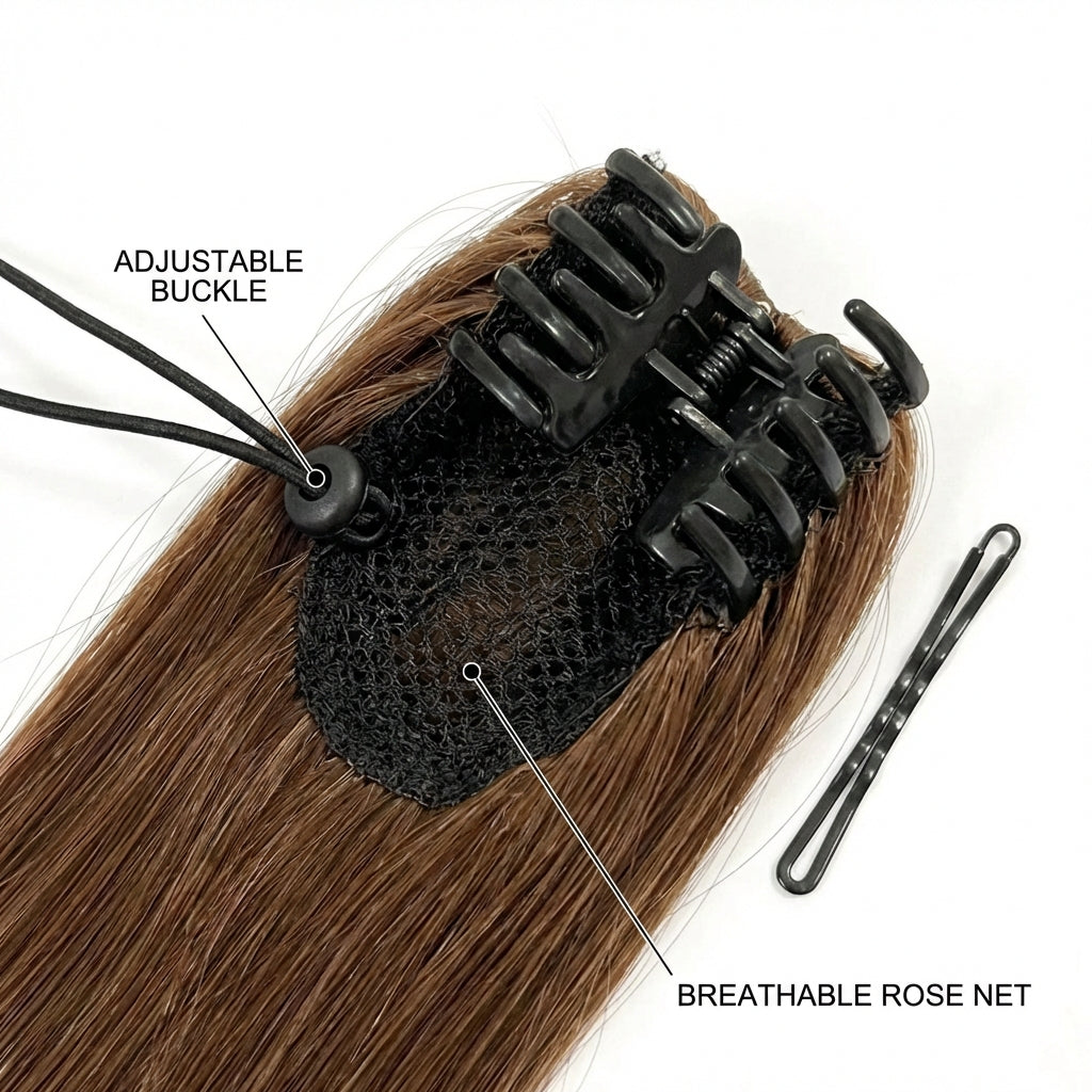 Droite Poneytail Extension Drawstring Ombre Brown LongClip-in Coiffure pour les femmes noires S