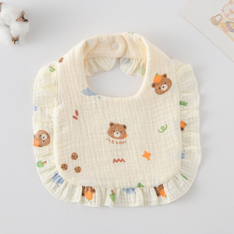 Bébé Bib Rufflé coton imprimé Gauze Dentelle Bib