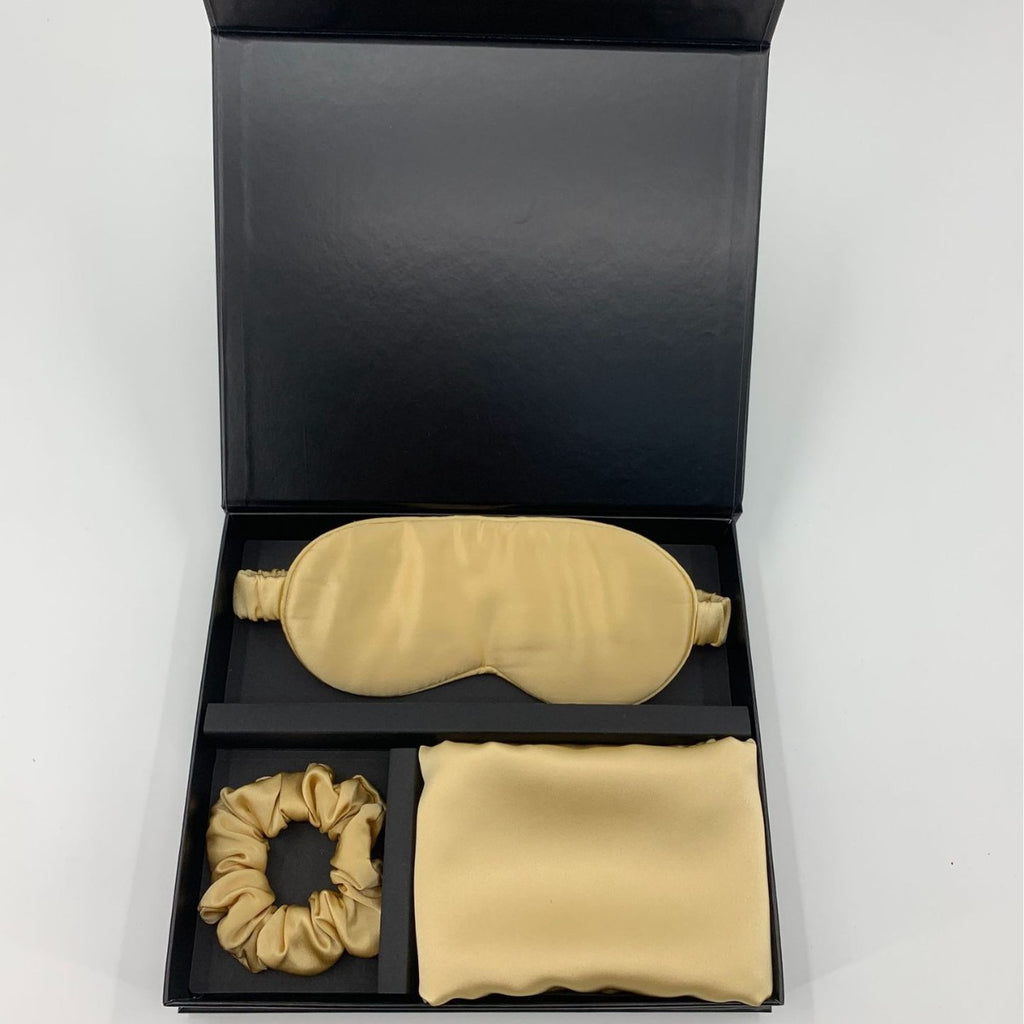 Masque d'oreiller zippé cadeau et ensemble de cravates de cheveux en soie