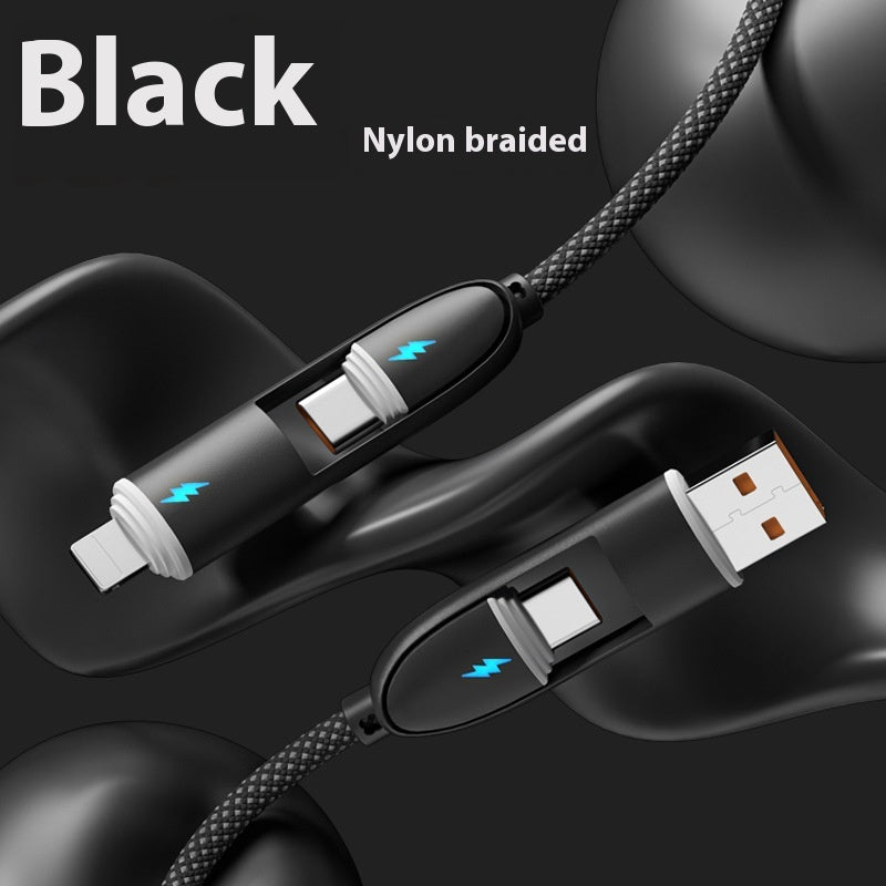 Câble de données à charge rapide en silicone quatre en un