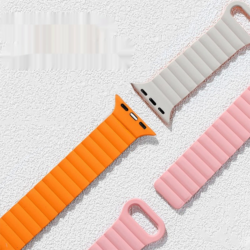 Bracelet de montre à boucle magnétique en silicone bicolore
