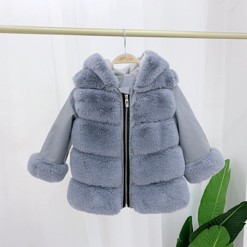Manteau de coton pour enfants Rex Rabbit Manteau de fourrure à capuche