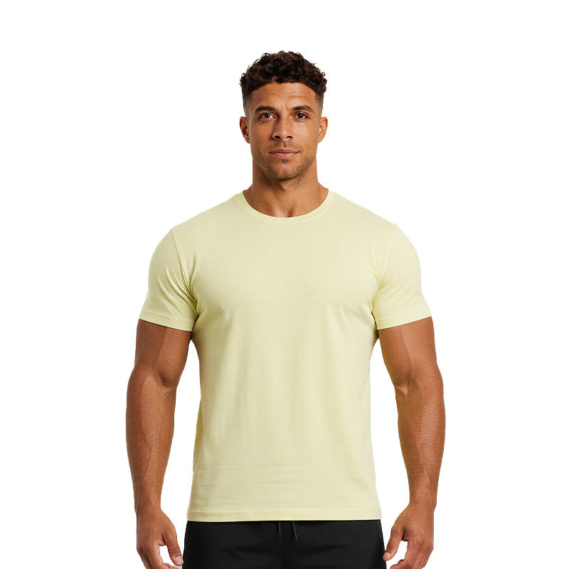 Haut de forme physique respirante à manches courtes à manches courtes pour hommes avec un collier et un Ela haut