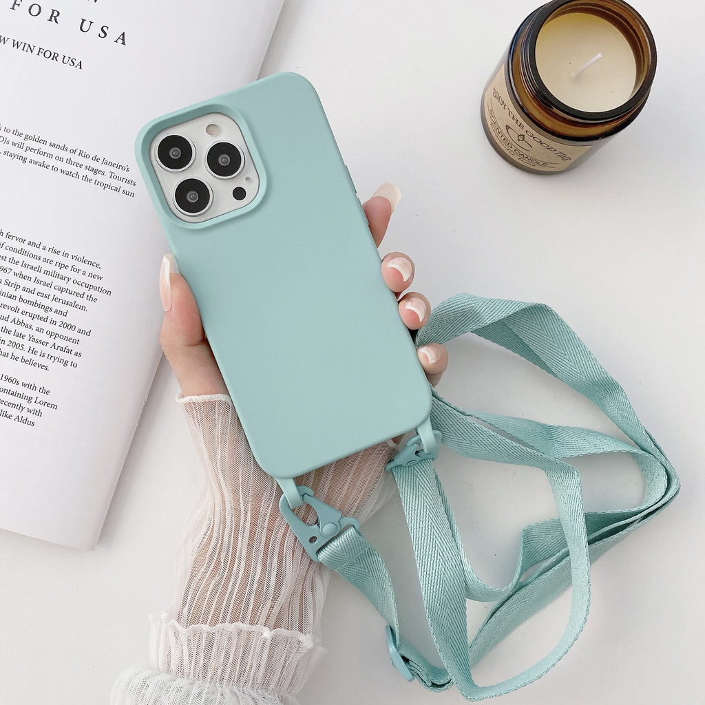 Étui téléphonique en silicone liquide pour lanyard