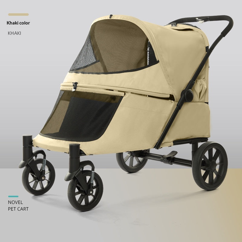 Poussette pour animaux de compagnie pliable recouverte avec rampe pour chats seniors et petits chiens avec problème de mobilité
