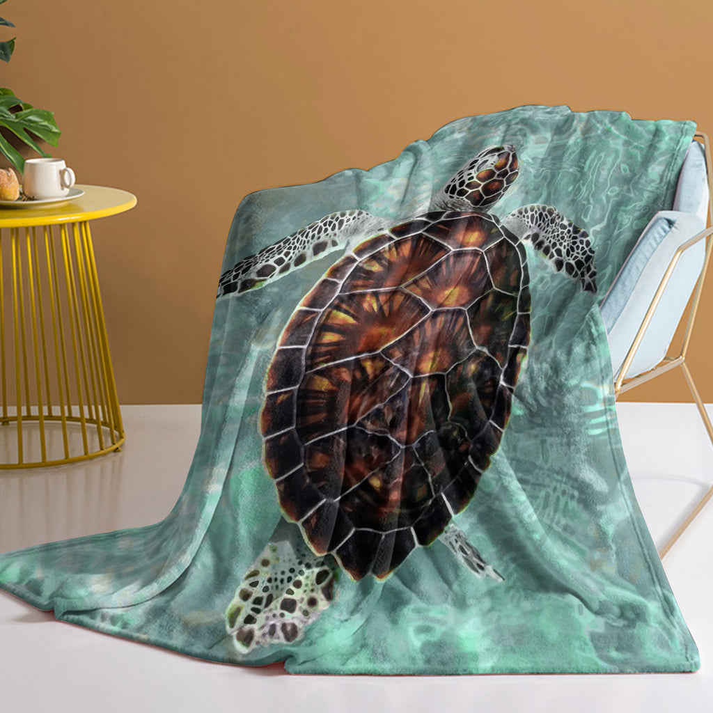 Sea Turtle Throw Beach Blanket Turtle Printed Blankets Soft Flannel Throw