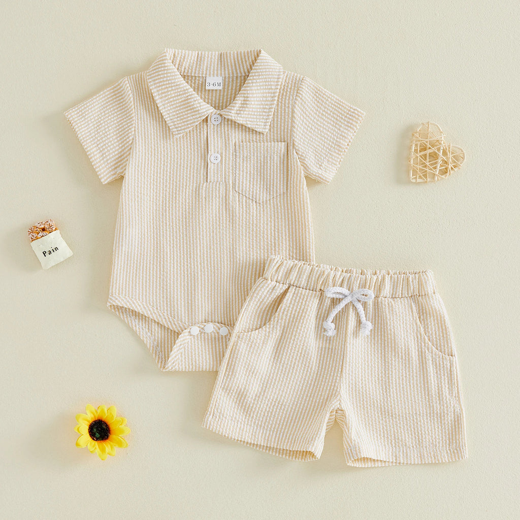 Simple and casual short-sleeved short mesh polo neck set