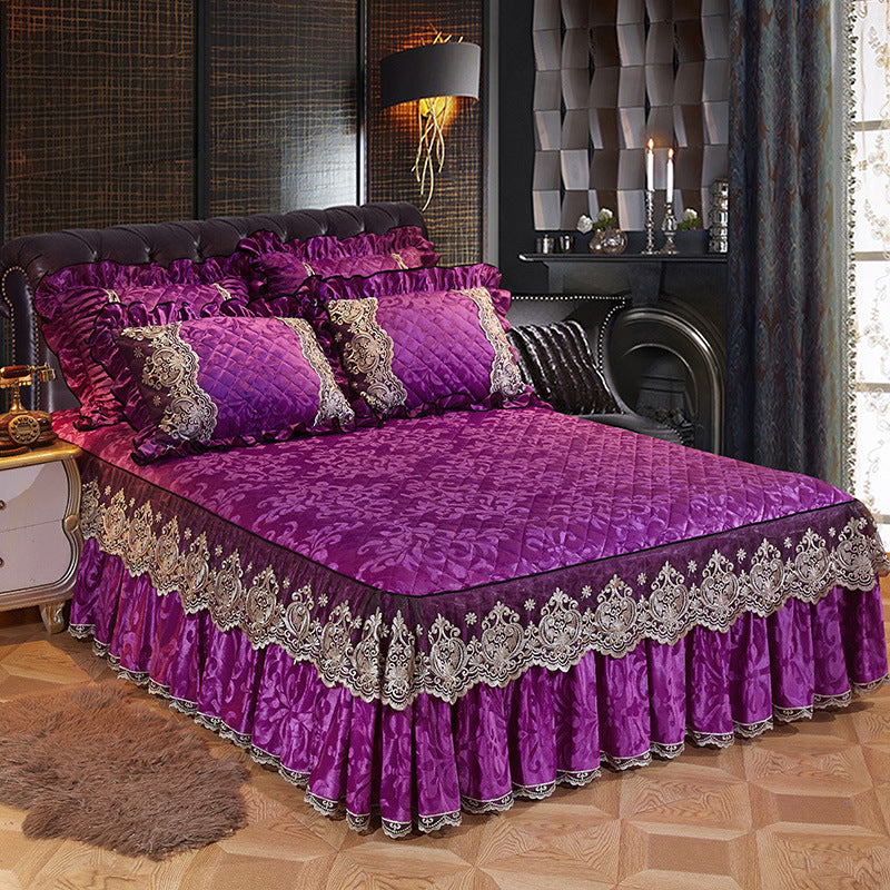 Style coréen Velvet Lit matelassé Jupe Solid Color Style européen