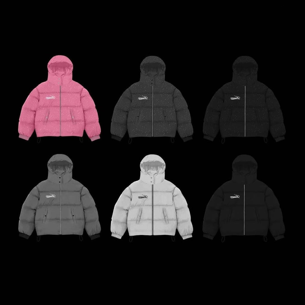 Manteau de coton épais avec fermeture éclair et transfert thermique Strass