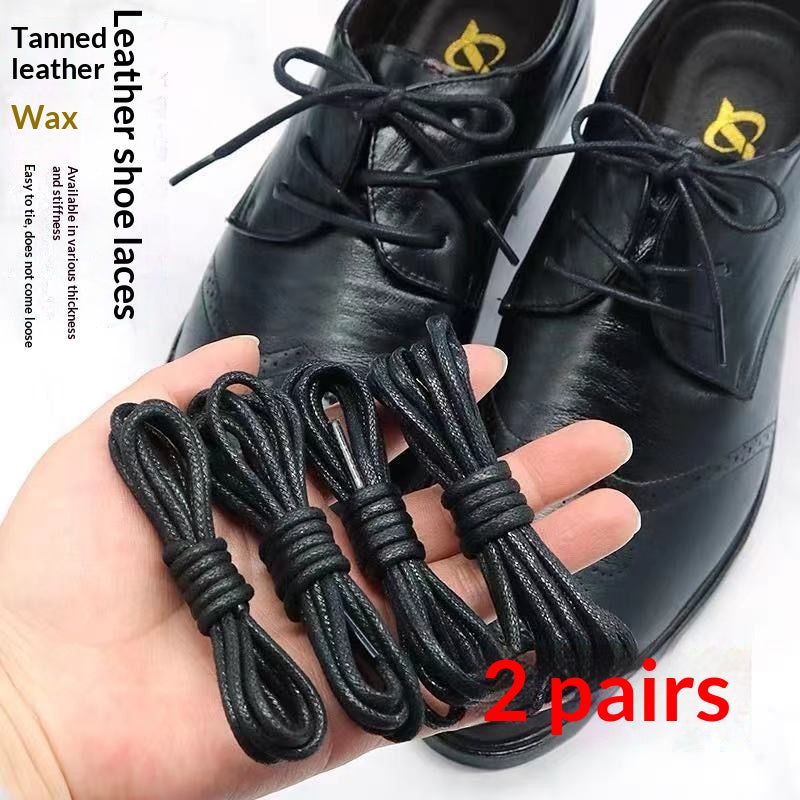 Dentelles de chaussures en cuir caoutchouteux caxées rondes hommes