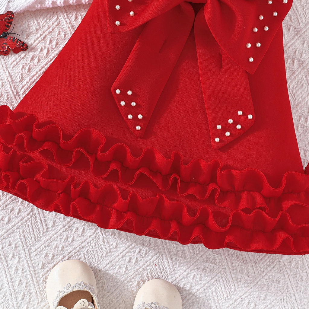 Robe de Veste de Cake-Style Perlé Grande Bow-Knot pour filles
