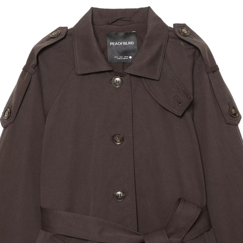 Élégant manteau de trench ceinturé en Twill