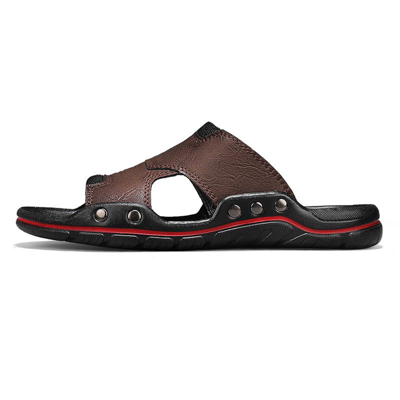 Sandales désodorisantes pour hommes en cuir véritable