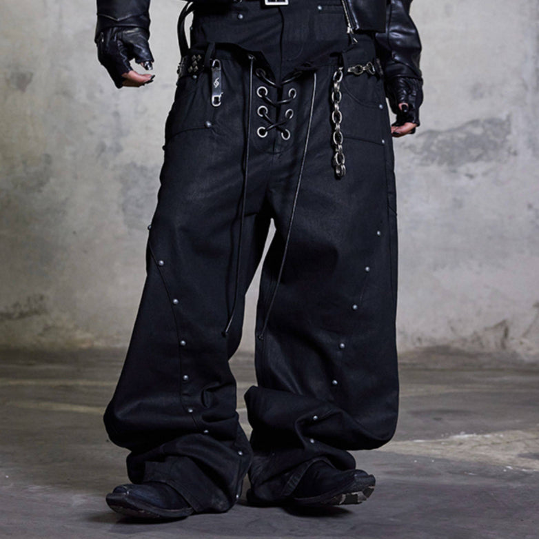 Pantalons en denim à jambe droite Pantalons à jambe large et lourde