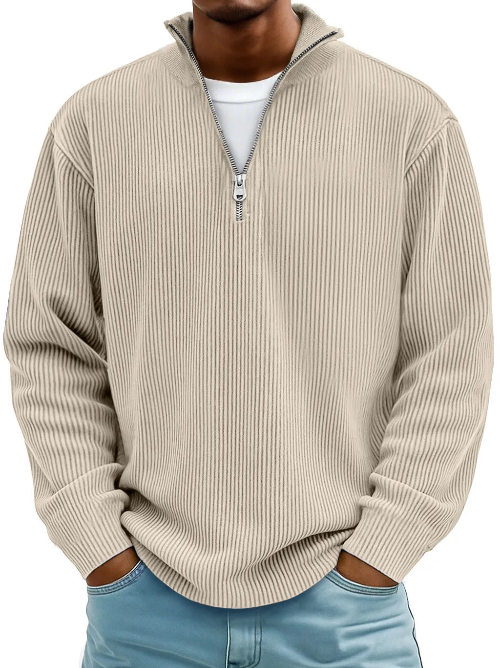 L'automne d'Amazon et l'hiver des hommes Casual Stand-Up Collier zipper Corduroy manches longues hommes