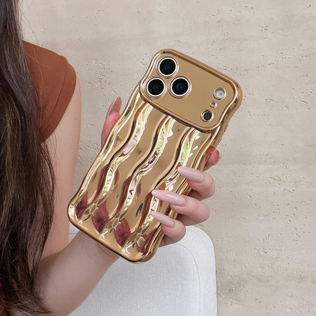 Solid Color Advanced Plating Stripe Phone Case