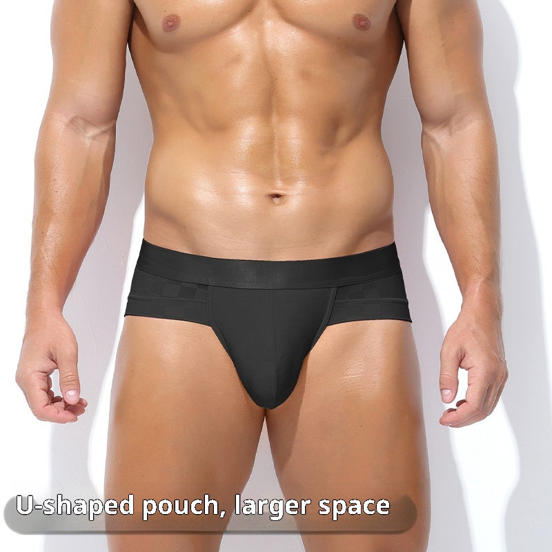 Grid Sous-vêtements Triangle Hommes Mercerized Solid Color Confortable Bikini Sexy